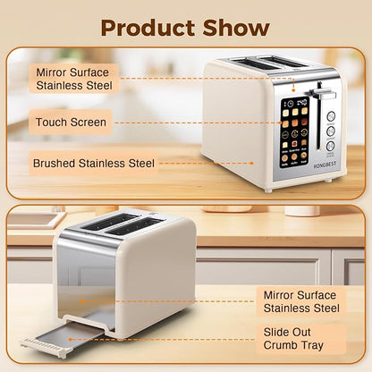 2 Slice Easy Touch Screen Toaster, Stainless Steel Toaster