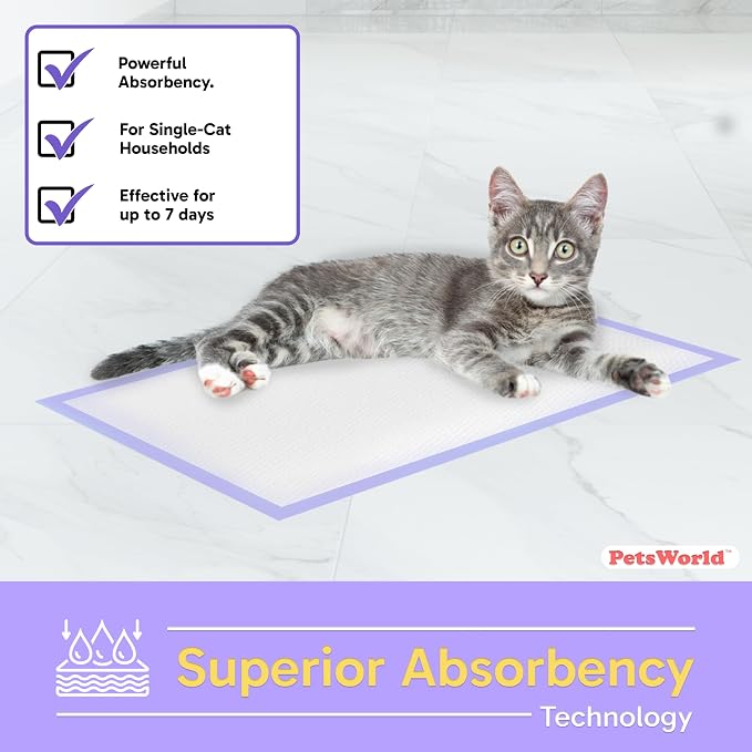 PetsWorld Universal Fit Cat Pad Refills for Litter Box, Unscented, Odor Control, Pack of 1200