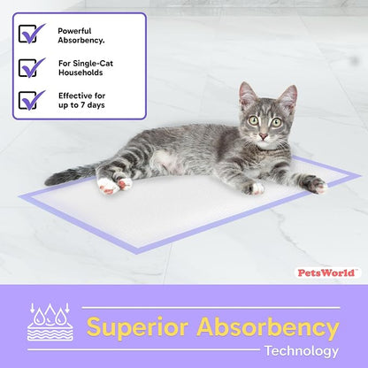 PetsWorld Universal Fit Cat Pad Refills for Litter Box, Unscented, Odor Control, Pack of 1200