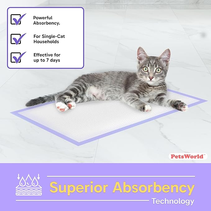 PetsWorld Universal Fit Cat Pad Refills for Litter Box, Fresh Scent, Odor Control, Pack of 100