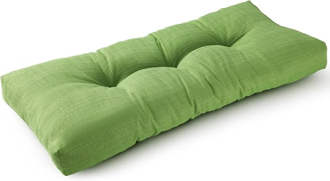 SUNROX LokGrip Non Slip Tufted Memory Foam Bench Cushion, FadeShield Water Resistant Durable Thicken Outdoor/Indoor Bench Seat Pads 42x16x4 inch, Apple Green