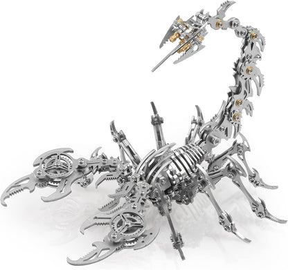 Scorpion 3D Metal Puzzles Kits for Adults Teens – 454 Pcs – Mechanical Assembly Models – 4 Hours to Build – Ideal for Gifts and Decorations (Silver)