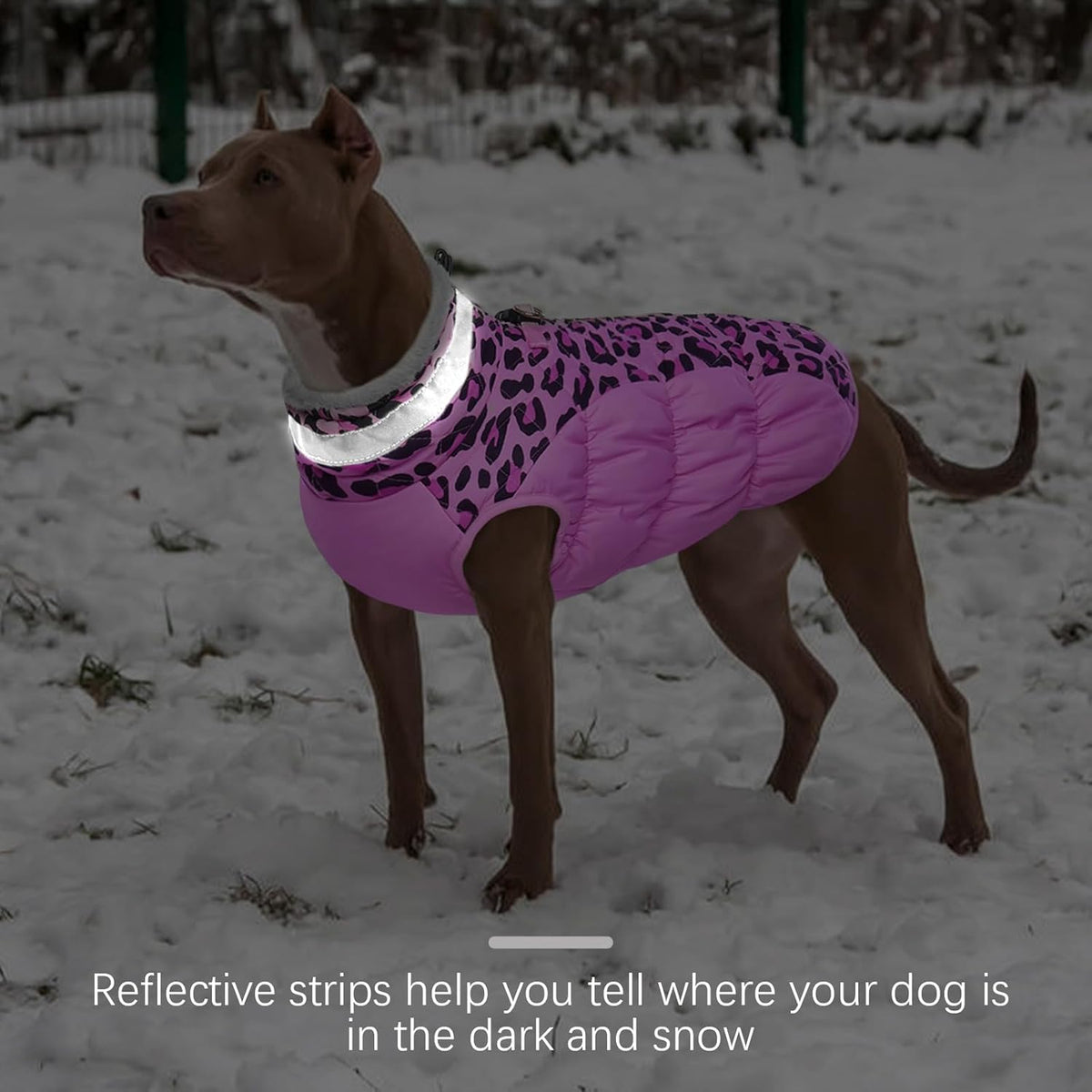 FUAMEY Dog Coat for Medium Dogs,Waterproof Dog Winter Jacket with Harness Built in Puppy Cold Weather Coats Reflective Pet Vest with Zipper Warm Fleece Dogs Snowsuit Windproof Pink Leopard M