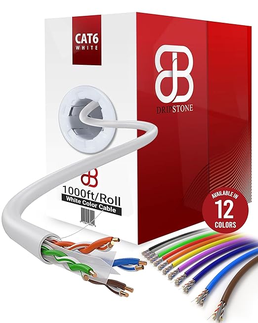 Dripstone CAT6 Ethernet Cable 1000ft Bulk Network LAN Wire 23AWG Solid CCA UTP