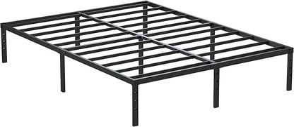14 Inch Metal Bed Frame Queen Size No Box Spring Needed, Heavy Duty Platform Support Up to 3000 lbs, Easy Assembly, Noise Free, Black