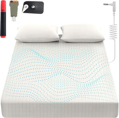 Grounding Sheets King, 90% Organic Cotton+ 10% Pure Silver Fiber,Grounded Bed Sheet Kit, Deep Pocket Grounded Bed Sheet, Relieves Pain - Used for Healthy Sleep Therapy (White, Full)