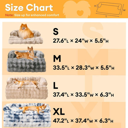 FUNNY FUZZY Pet Fluffy Fuzzy Calming Dog Couch Bed Sofa Protector Washable Pets Mat for Large Medium Small Dogs and Cats (Coffee,37.4 × 33.46 × 6.3 in)
