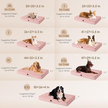 EHEYCIGA Orthopedic Dog Bed with Removable Washable Cover, Pink, 30x20 | Egg Crate Foam Support, Durable Oxford fabric, Non-Slip Bottom, Machine Washable, Soft Waterproof Plush Pet Bed Mat For Crate