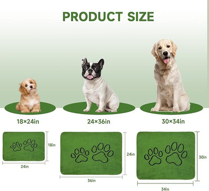 Homimp Washable Pee Pads for Dogs, 4 Pack Super Absorbent Reusable Puppy Pads, Green Long Wool Fake Grass for Potty Training, Upgrade Non-Slip and Leak-Proof,Floor, Couch, Bed, and Crate,Green 30"×34"