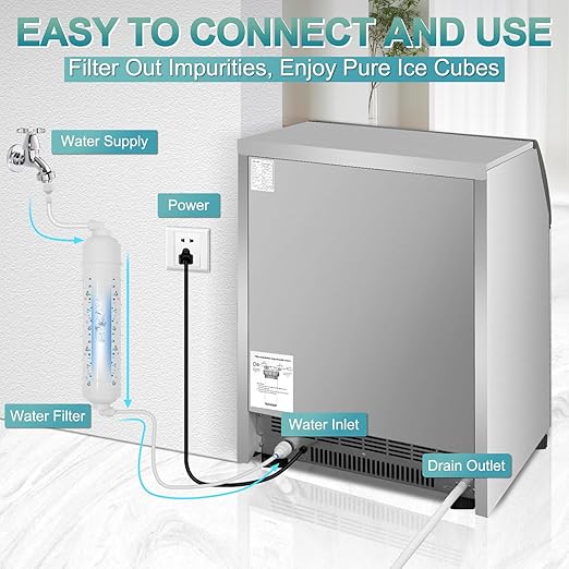 Commercial Ice Maker Machine 250 Lbs/24H, 35 Lbs Ice Bin, Undercounter Ice