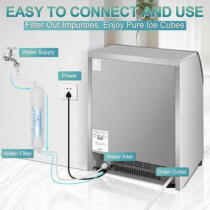 Commercial Ice Maker Machine 250 Lbs/24H, 35 Lbs Ice Bin, Undercounter Ice