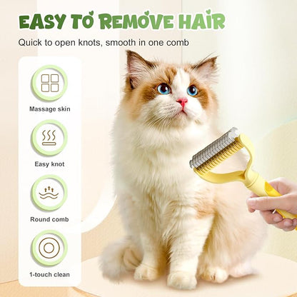 Double-Sided Pet Grooming Brush for Dogs and Cats, 2026 New Dog Deshedding Brush, Dematting Comb Removes Tangles Knots and Loose Fur, Ergonomic Pet Grooming Tool (Red)