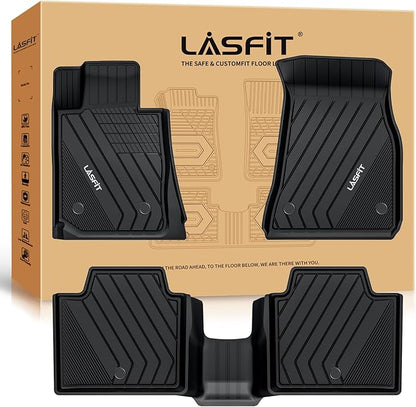 LASFIT Floor Mats 2019-2023 2024 2025 for BMW 3 Series G20 3 Series 330i 330e M3 M340i Accessories Sedan Only, Custom Fit TPE All Weather Car Liners 1st & 2nd Row Full Set, Black(NOT for GT & 2 Door)