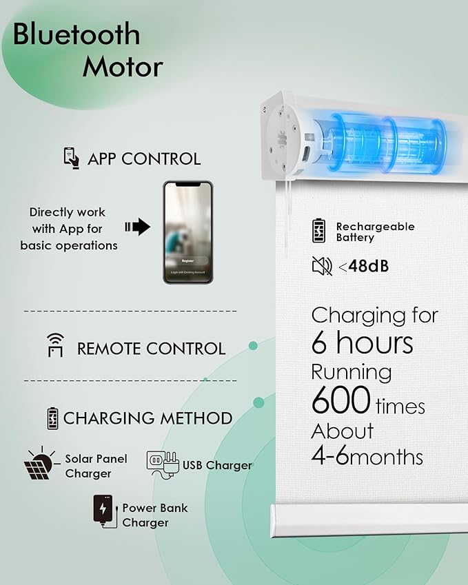 Yoolax Motorized Blinds with Remote, Automatic Roller Shades Cordless Electric