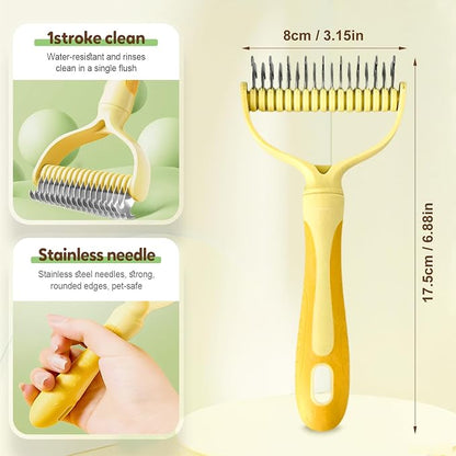 Double-Sided Pet Grooming Brush for Dogs and Cats, 2026 New Dog Deshedding Brush, Dematting Comb Removes Tangles Knots and Loose Fur, Ergonomic Pet Grooming Tool (Red)