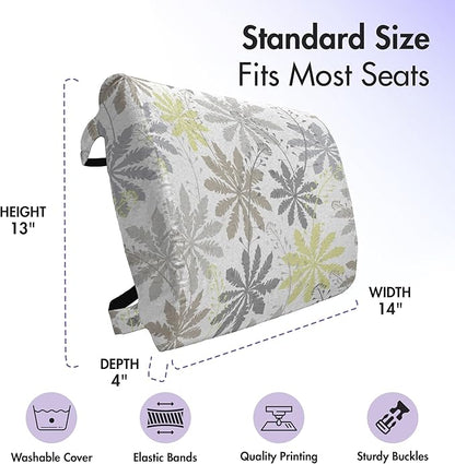 Ambesonne Floral Lumbar Pillow, Print of Shepherd's Purse Silhouettes in Mute Pastel Shades, Soft Back Cushion for Office Chairs with Adjustable Straps, 14" x 13", Dust Dimgray