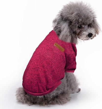 Jecikelon Dog Clothes Dogs Sweater Soft Puppies Clothing Winter Puppy Sweaters Warm Outfit for Dogs Small XXS XS Cat Apparel (Medium, Wine)
