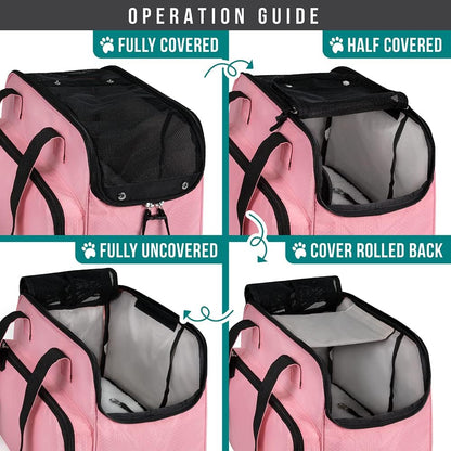 PetAmi Small Dog Purse Carrier, Soft-Sided Pet Carrier Bag with Pockets, Portable Puppy Cat Travel Handbag Tote, Airline Approved Breathable Mesh, Poop Bag Dispenser, Max 18 lbs, Pink