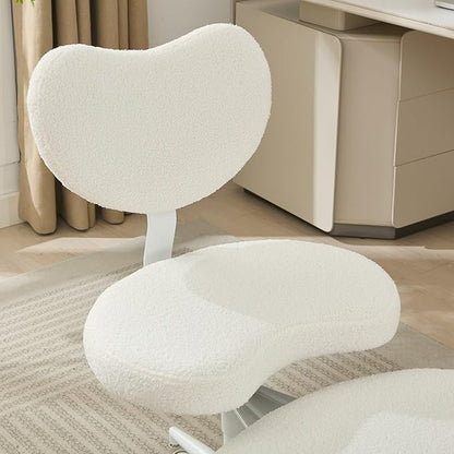 Cross Legged Office Chair for Adults, Criss Cross Office Chair with Wheels, Adjustable Meditation Chair with Lumbar Support, ADHD Desk Chair for Home Office, Ivory