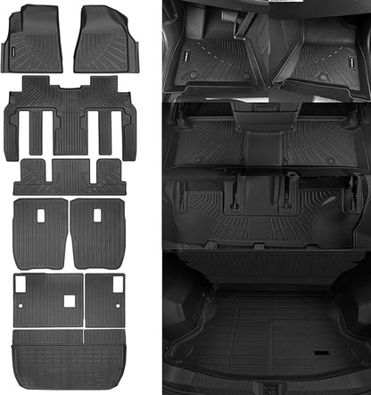 Naibeve Floor Mats for 2009-2017 Chevy Traverse - All Weather Custom Fit for Traverse Floor Mats Cargo Mat 2nd & 3rd Row Backrest Mats Waterproof Accessories