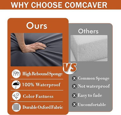 Outdoor Chair Cushions 18.5x16 Inch Waterproof Patio Chair Cushions with Tie 5 Year Color Fastness Thick Outdoor Seat Cushion for Patio Furniture Dark Grey Set of 4