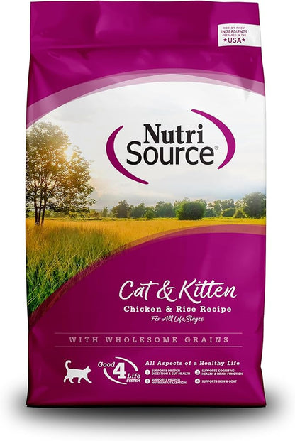 NutriSource Cat & Kitten Food, Chicken & Rice, 12LB