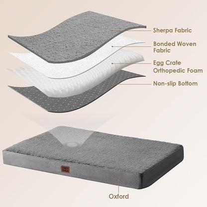 EHEYCIGA Orthopedic Dog Bed Extra Large with Removable Washable Cover, 41IN | Egg Crate Foam Support, Durable Oxford fabric, Non-Slip Bottom, Machine Washable, Soft Waterproof Plush Pet Bed Mat For Crate