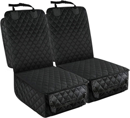 PETICON Front Seat Cover 2 Pack, Full Protection Dog Car Seat Cover with Side Flaps, Nonslip Scratchproof Captain Chair Seat Cover Fits for Cars, Trucks, SUVs, Jeep, Black