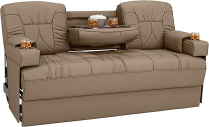 Qualitex De Leon Console SL RV Sofa Bed, 68" Wide, Ulitmate Leather, Light Sand
