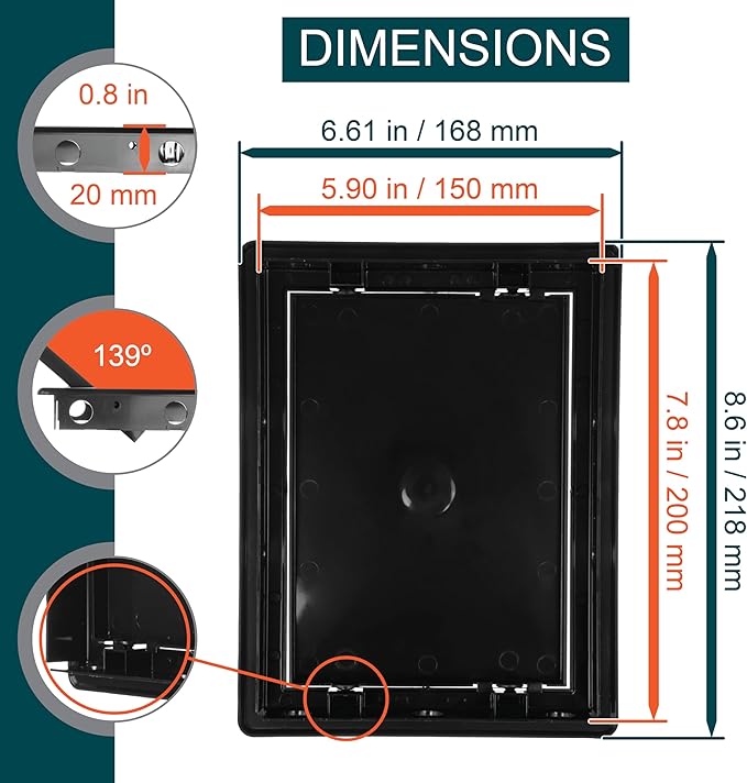 6" x 8" Black Plastic Access Panel