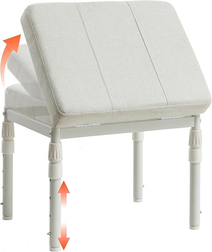 Adjustable Ottoman Pouf, 4 Height Position & 60 Degree Tilt Angle Adjustment Footrest Ottomans Footrest Foot Stools Pouffe Footstool for Under Desk for Living Room Home(Beige)