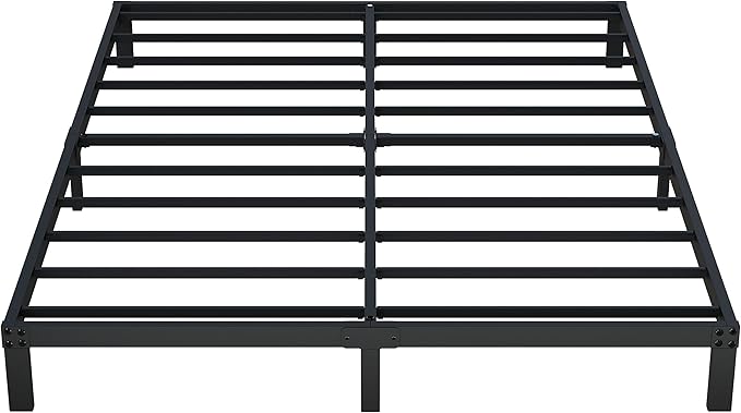 8 Inch Cal King Bed Frame No Box Spring Needed, Heavy Duty California King Metal Platform Support Up to 3000 lbs with Steel Slat, Easy Assembly, Noise Free, Black
