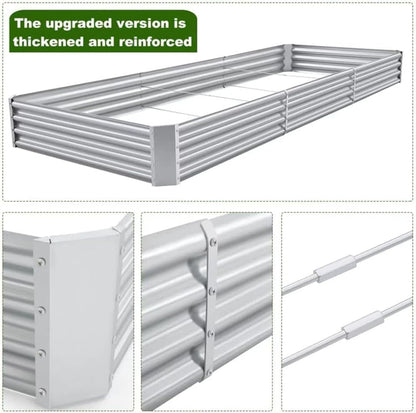 Land Guard 12×4×1ft Galvanized Raised Garden Bed Kit for Vegetables 2 Pack, Galvanized Super Large Metal Planter Raised Garden Boxes Outdoor