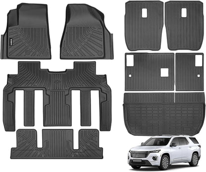 Naibeve Floor Mats for 2009-2017 Chevy Traverse - All Weather Custom Fit for Traverse Floor Mats Cargo Mat 2nd & 3rd Row Backrest Mats Waterproof Accessories