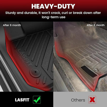 LASFIT Floor Mats and Trunk Mat for Ford Mustang 2024 2025 2026 (NOT fit Cargo w/o Subwoofer Box) All Weather Protector TPE Car Floor Liners, 1st & 2nd Row & Cargo Liner, 5pcs Black