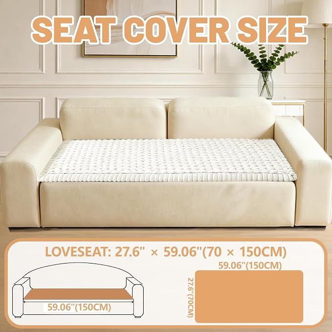 Waterproof Couch Cover for Dogs Washable,Nonslip Fuzzy Durable Pet Friendly | Soft Slipcovers for 3 Cushion Sofa Cover,Plush Thick Protector Fits Mat Bed Leather & Fabric Couches (Beige 27.6"x59.06")
