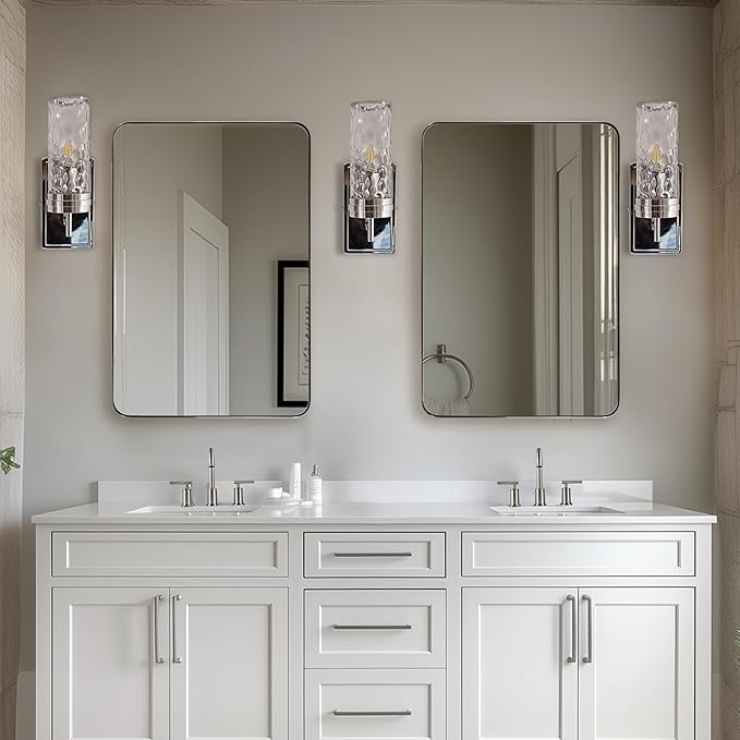 ANDY STAR Chrome Mirror for Bathroom, Rectangular Stainless Steel Rounded
