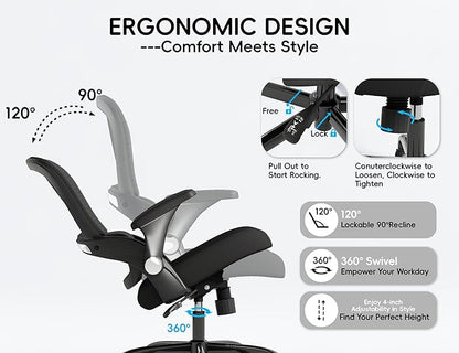 TRALT Office Chair - Ergonomic Office Chair with Back Support, Home Office Desk Chairs, 330lbs Wide Seat Big and Tall Office Chairs, Comfy Desk Chair for Work, Study, Office, Gaming (Black)