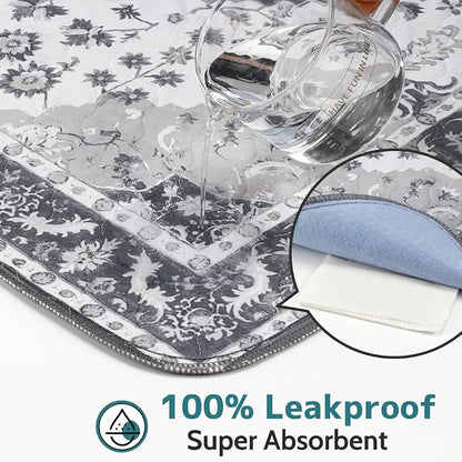 Washable Pee Pads for Dogs, 2 Pack Reusable Puppy Training Pads 60"x48" Super Absorbent Waterproof Dog Training Pads, Non-Slip Potty Pads, Whelping Pads Litter Mat Light Grey Medallion