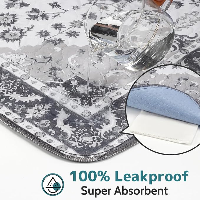 Washable Pee Pads for Dogs, 2 Pack Reusable Puppy Training Pads 48"x48" Super Absorbent Waterproof Dog Training Pads, Non-Slip Potty Pads, Whelping Pads Litter Mat Light Grey Medallion