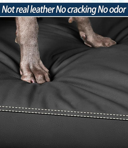 Waterproof Leather Dog Bed, Hair Resistant Crate Mat for Large Dogs, Wipeable Easy to Clean Pet Pad, Durable Black Mattress for Pets Up to 90 lbs