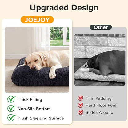 JOEJOY Large Dog Bed Crate Pad, Deluxe Plush Washable Dog Beds Fulffy Soft Kennel Pad Anti-Slip Pet Sleeping Mat for Extra Large Medium Small Dogs, 44" x 32", Dark Grey