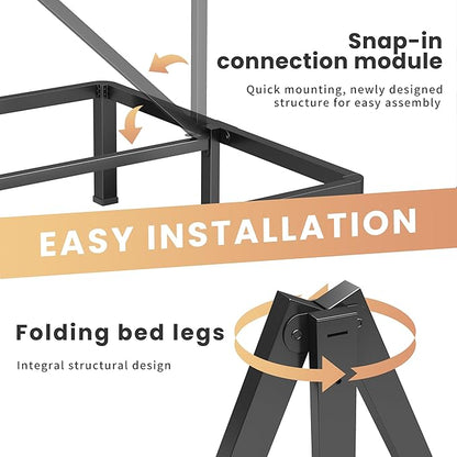 18 Inch Twin Heavy Duty 3500 lbs Bed Frame with Round-Corner Legs & Anti-Squeak Design – Quick Assembly Metal Platform, No Box Spring Needed