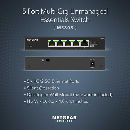 NETGEAR 5-Port Multi-Gigabit Ethernet Unmanaged Essentials Network Switch -