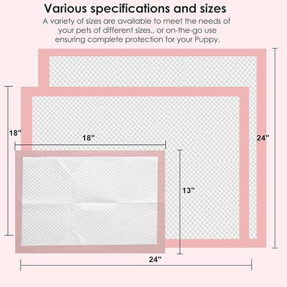 Pink Puppy Pee Pads, 24"x 24" 40 Count Disposable Puppy Pee Pad for Pet Toilet Training, Super Absorbent & Thick, Leak-Proof, Quick-Dry, Pet Potty Pads for Puppies, Dogs, Cats, Rabbits
