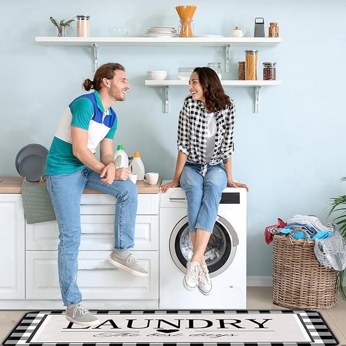 Farmhouse Laundry Room Rug Runner 24"X72" Kitchen Mat Washable Entryway Rugs Soft Non Slip Laundry Carpets Comfort Standing Desk Mats,Carpet for Sink,Office,Laundry Room Decor Accessories
