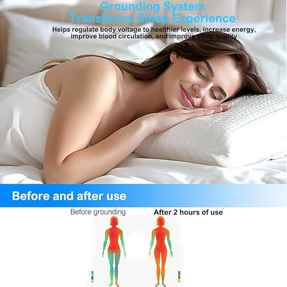Sayorg Grounding Sheets King, 90% Organic Cotton+ 10% Pure Silver Fiber,Grounded Bed Sheet Kit, Deep Pocket Grounded Bed Sheet, Relieves Pain - Used for Healthy Sleep Therapy (Gray, Queen)