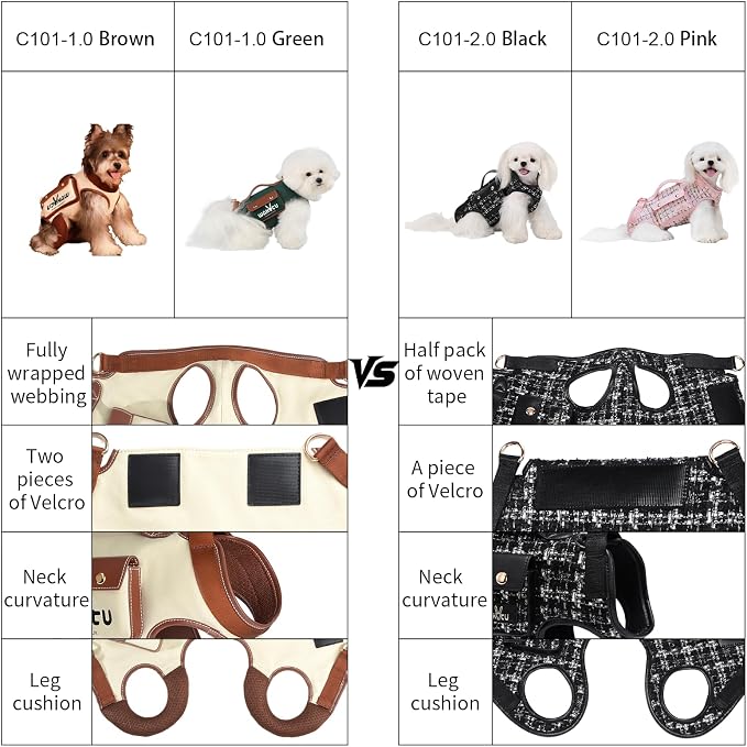 Wakytu Dog Lift Harness Dog Carrier Sling for Small Dogs & Cats,L | stylish puppy sling carrier with handle & pocket,adjustable leash,walking & travel