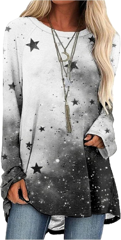 MARSVOVO Women Novelty Graphic Plus Size Sweater Crewneck Long Sleeve Cute Printed Loose Fit Casual Fall Sweaters Top