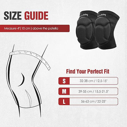 MitButy Protective Knee Pads for Men, Women & Kids – 1 Pair Thick Foam Cushioned Pads for Volleyball, Dance, Gardening, Wrestling & Kneeling – Durable Protection for Work & Sports (L: 22–25")